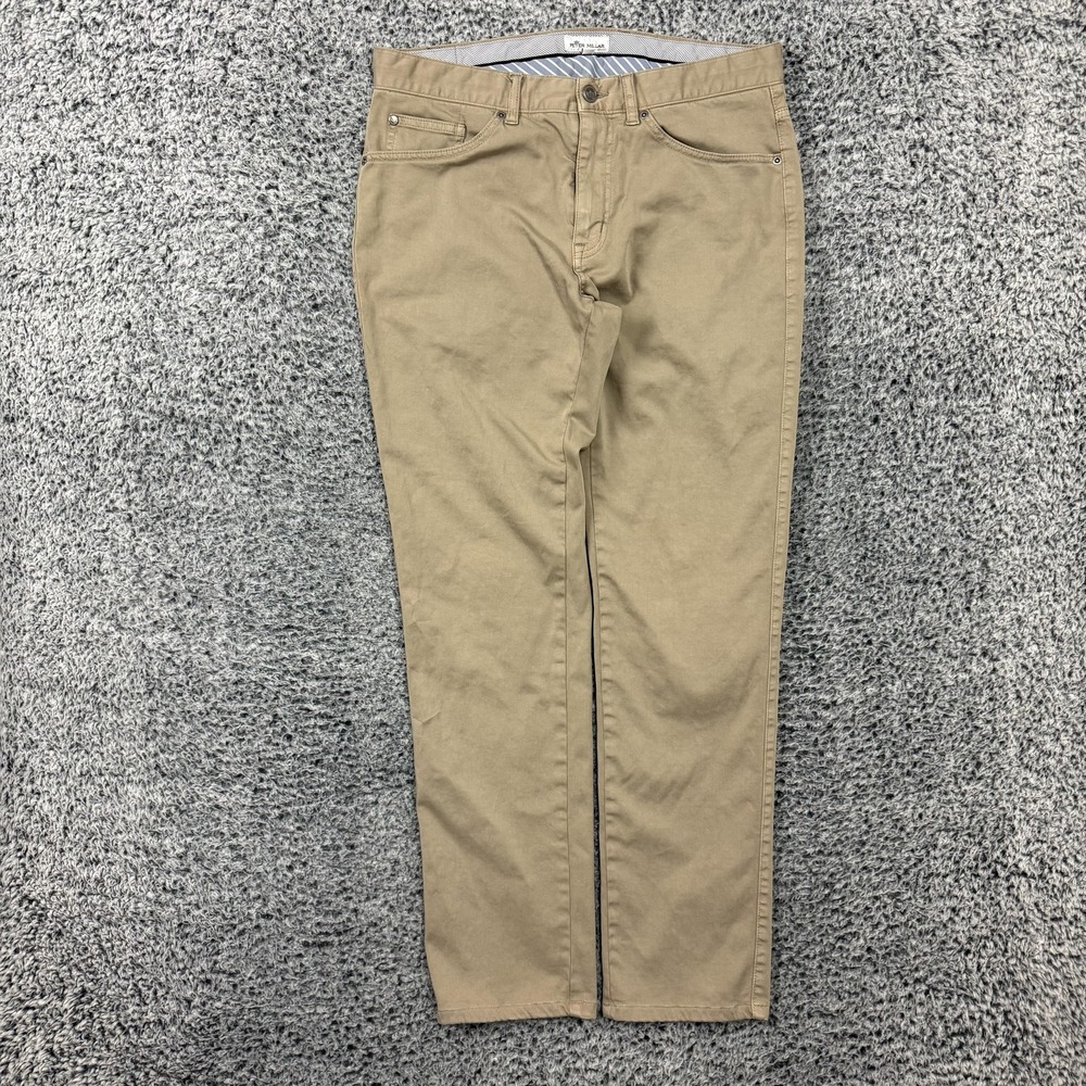 Peter Millar Pants Mens 32x32 Beige Stretch 5 Pocket Chino Golf Casual Trousers